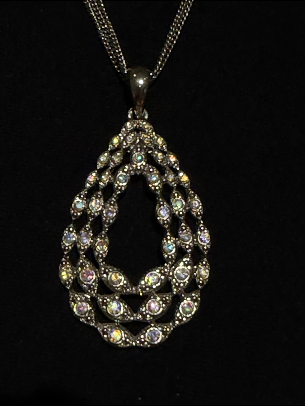 Lia Sophia Sparkling Teardrop Pendant Necklace - Iridescent Stones